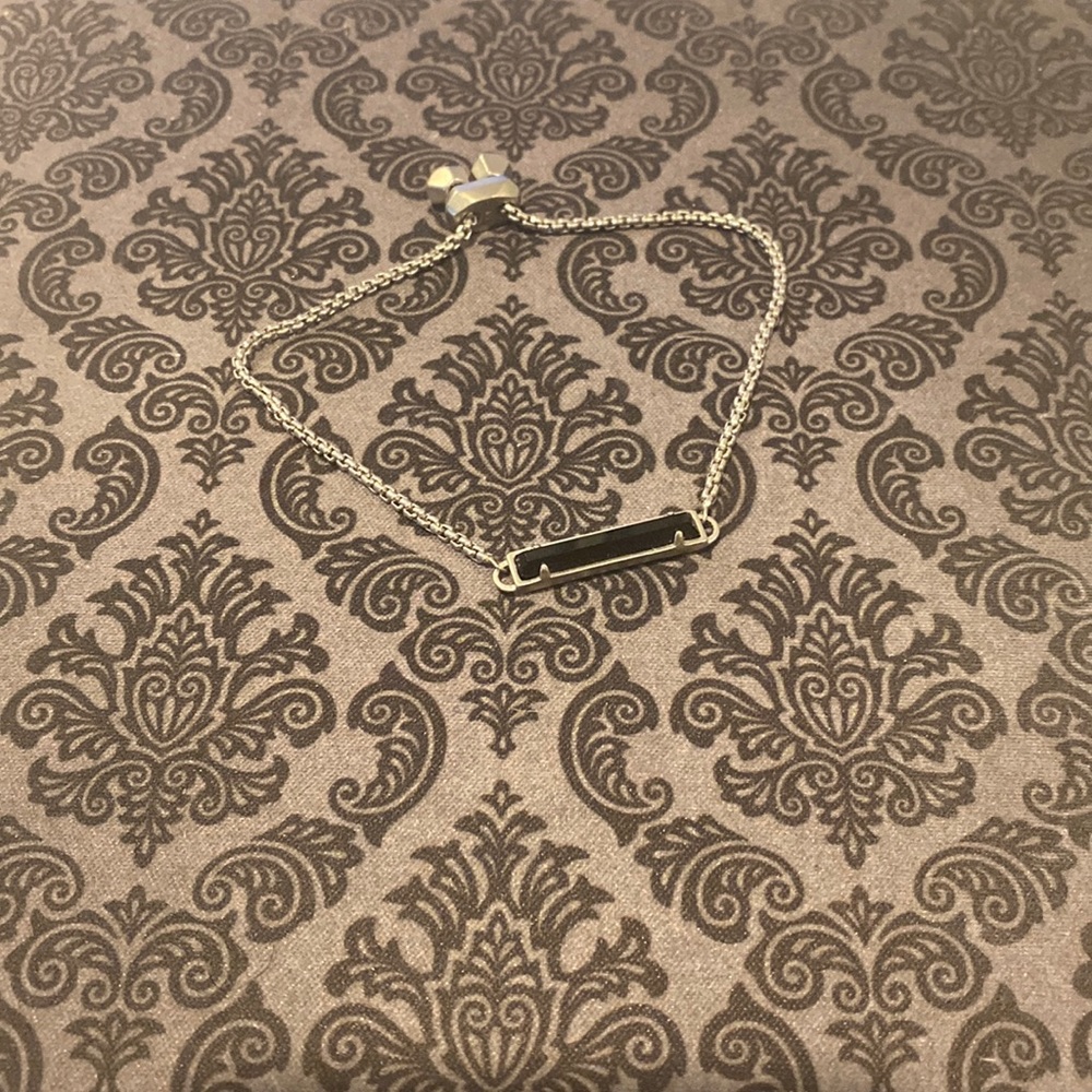 Kendra Scott Stan silver chain bracelet with black glass stone